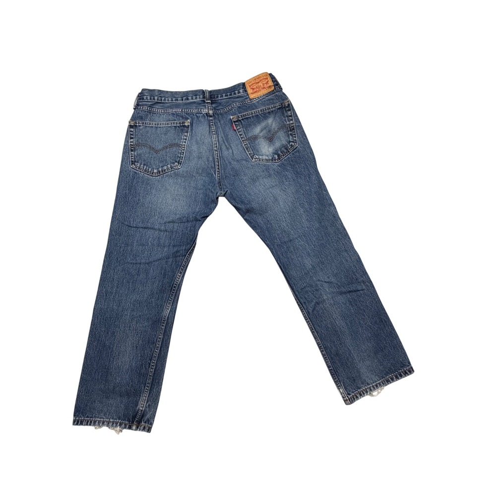 Levis 501 Original Fit Jeans Mens W36 L29 Blue Medium Wash Denim Button Fly Dist - Picture 2 of 15